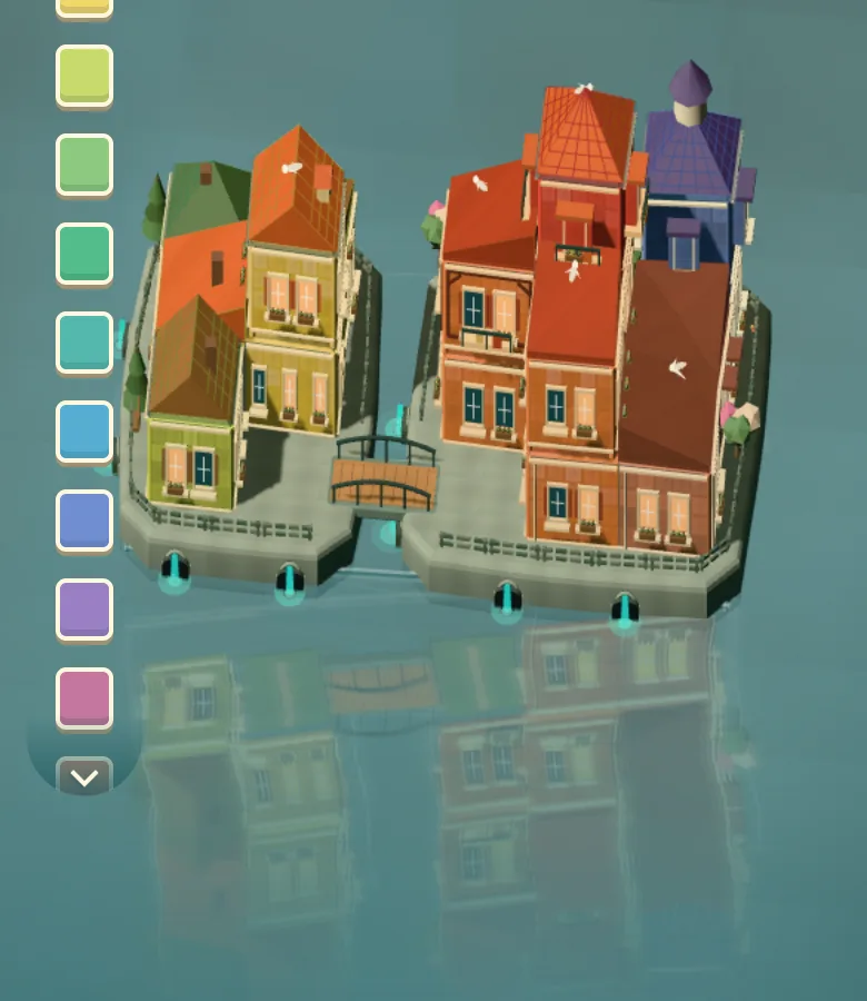 Harborlight on a phone with the colour palette down the left edge