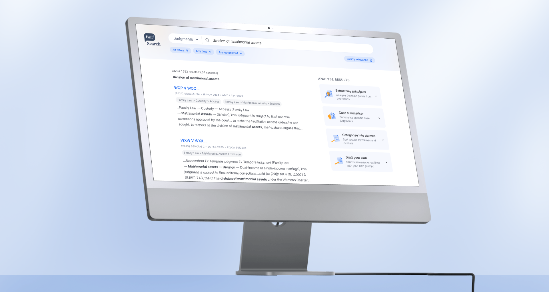 Search result analysis view